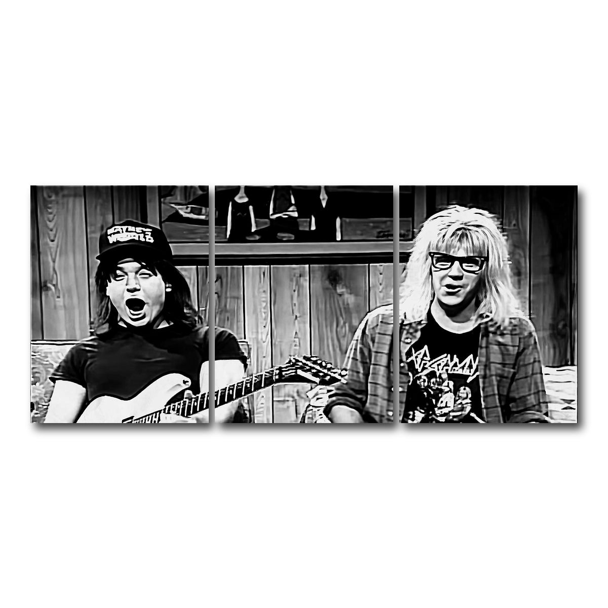 AUTO-MOCKUP WHITE | Wayne's World Grayscale | 3 Piece | Gallery Wrap Canvas | group=18x24