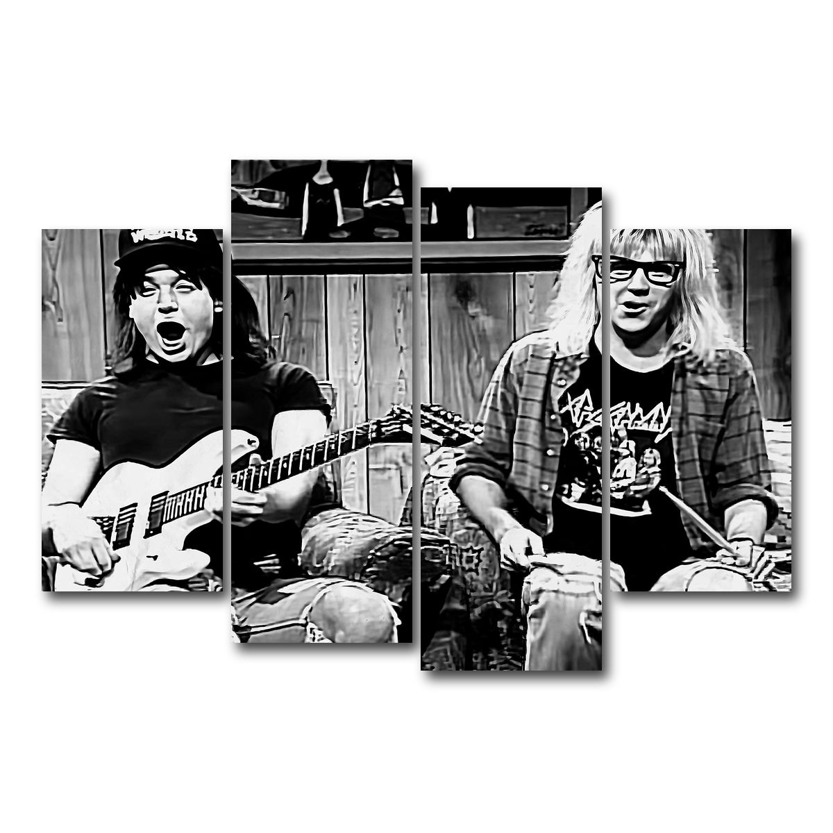 AUTO-MOCKUP WHITE | Wayne's World Grayscale | 4 Piece | Gallery Wrap Canvas | group=4_short