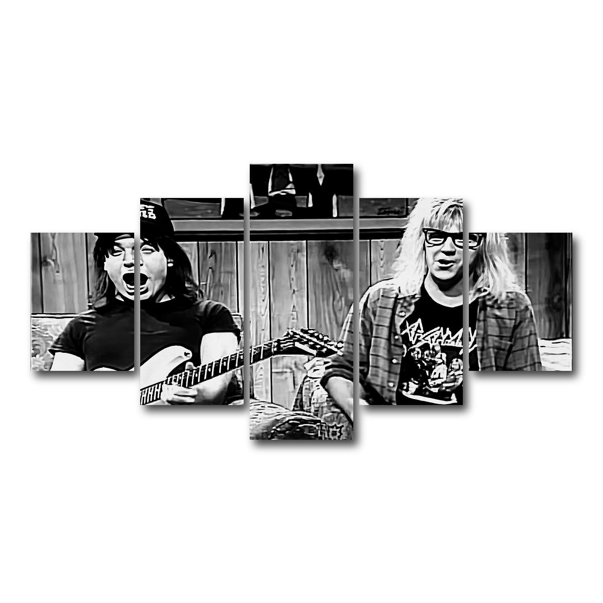 AUTO-MOCKUP WHITE | Wayne's World Grayscale | 5 Piece | Gallery Wrap Canvas | group=5_short