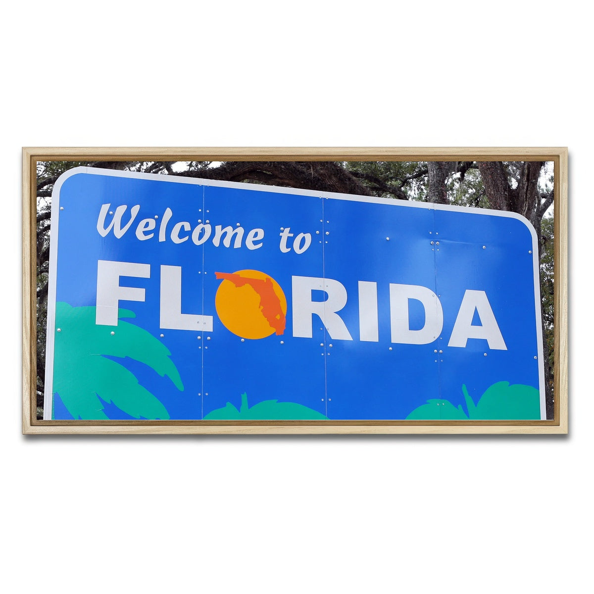 AUTO-MOCKUP WHITE | Welcome to Florida | 1 Piece | Natural Framed Canvas | group=2x1