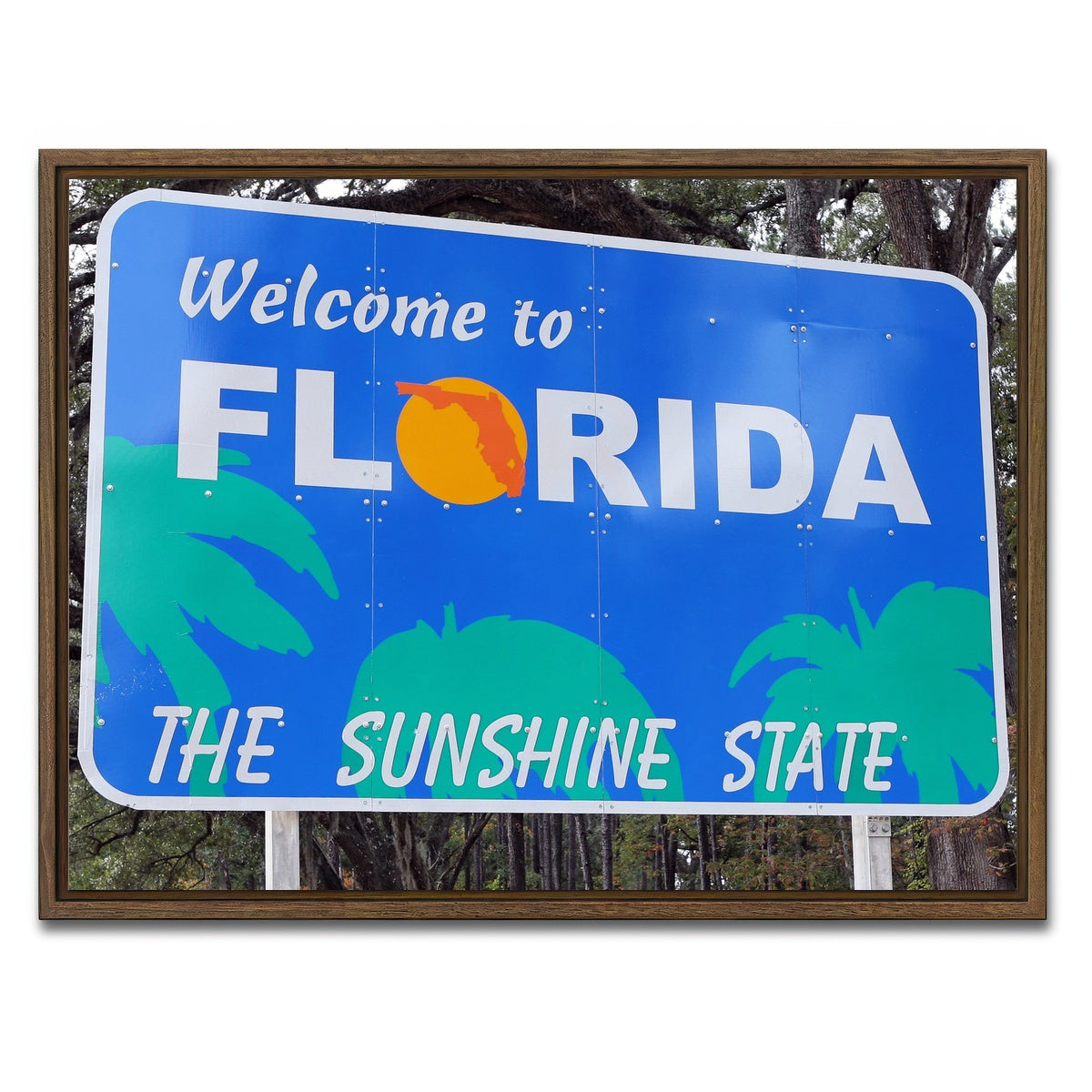 AUTO-MOCKUP WHITE | Welcome to Florida | 1 Piece | Walnut Framed Canvas | group=4x3