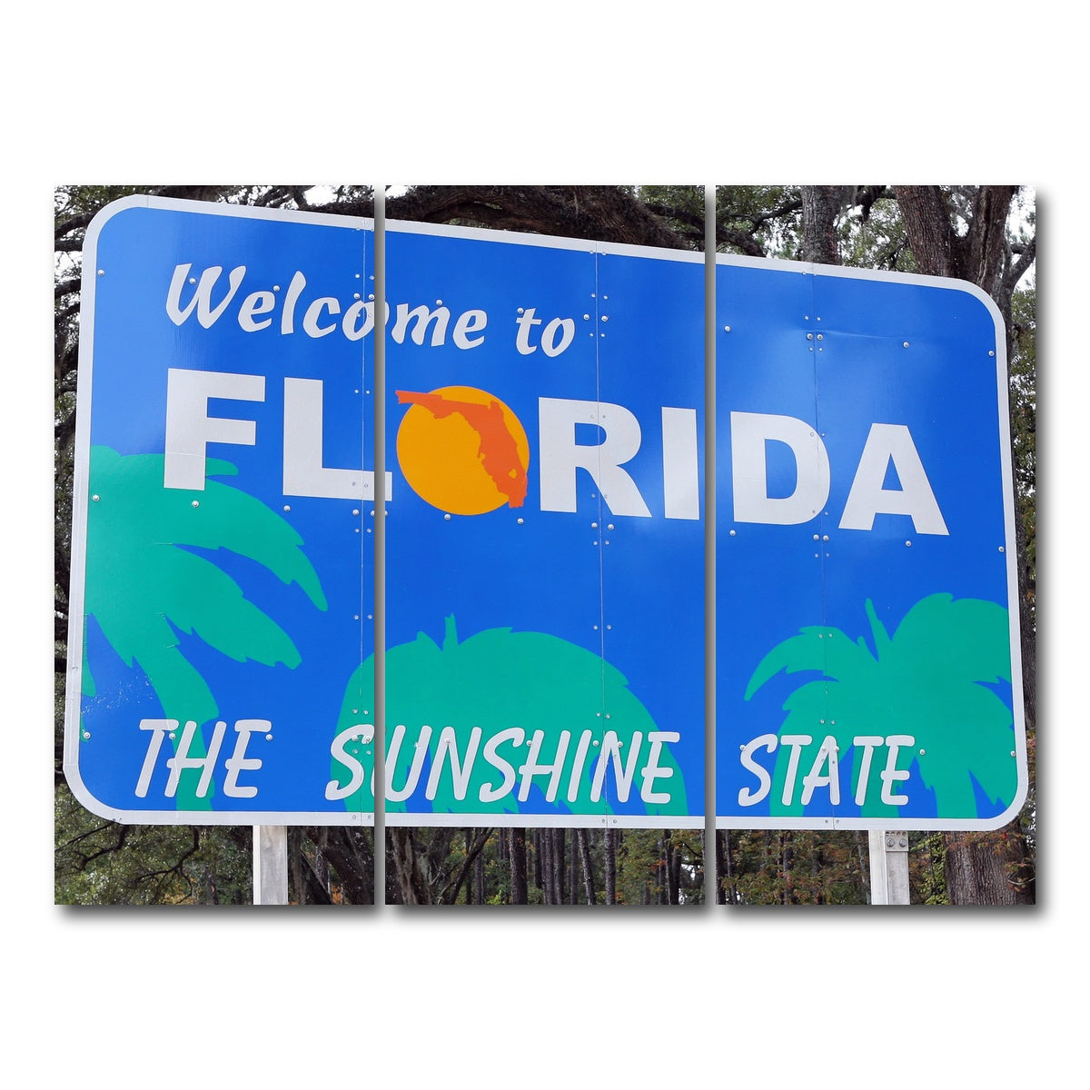 AUTO-MOCKUP WHITE | Welcome to Florida | 3 Piece | Gallery Wrap Canvas | group=8x18