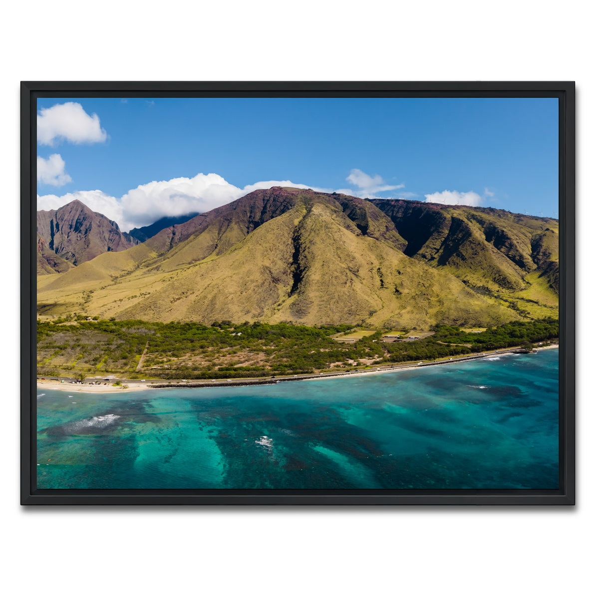 AUTO-MOCKUP WHITE | West Maui Aerial | 1 Piece | Black Framed Canvas | group=4x3