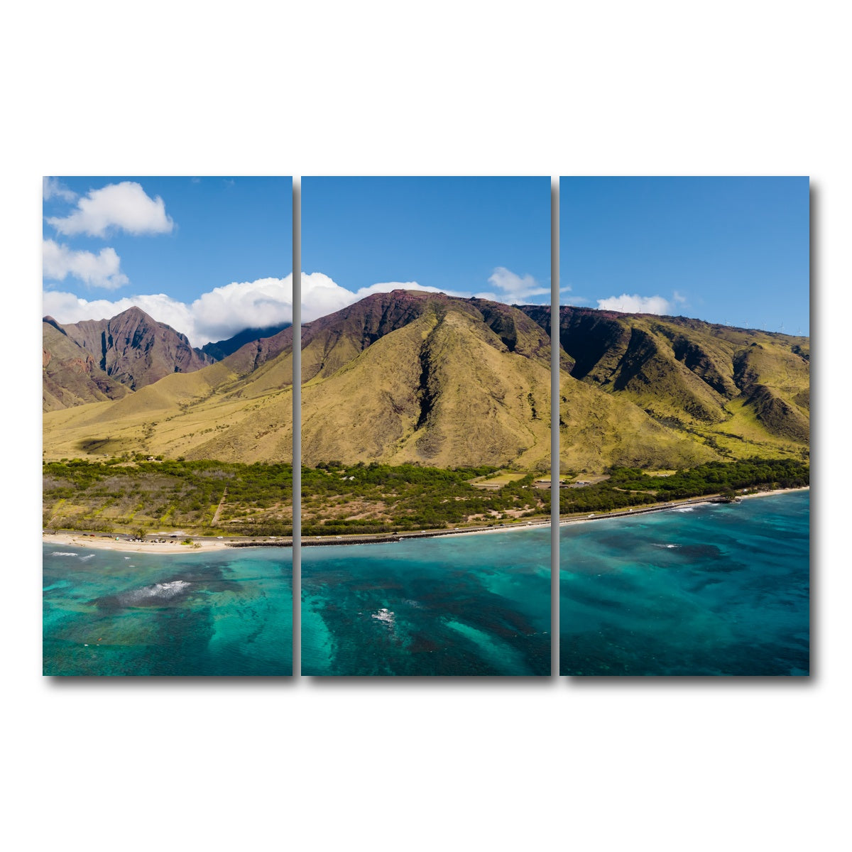 AUTO-MOCKUP WHITE | West Maui Aerial | 3 Piece | Gallery Wrap Canvas | group=12x24