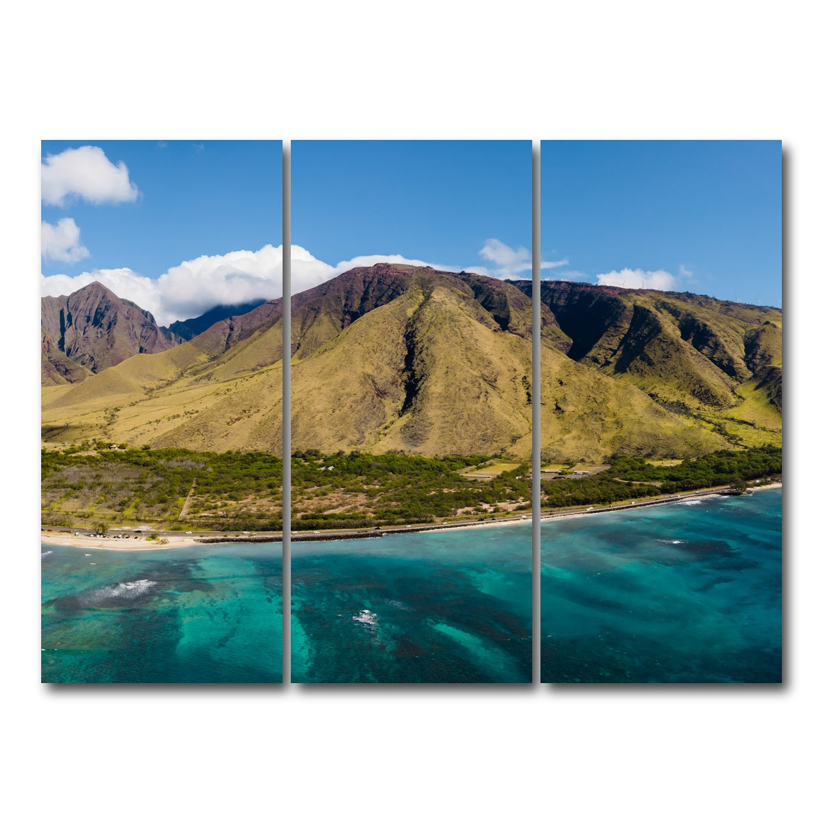 AUTO-MOCKUP WHITE | West Maui Aerial | 3 Piece | Gallery Wrap Canvas | group=8x18