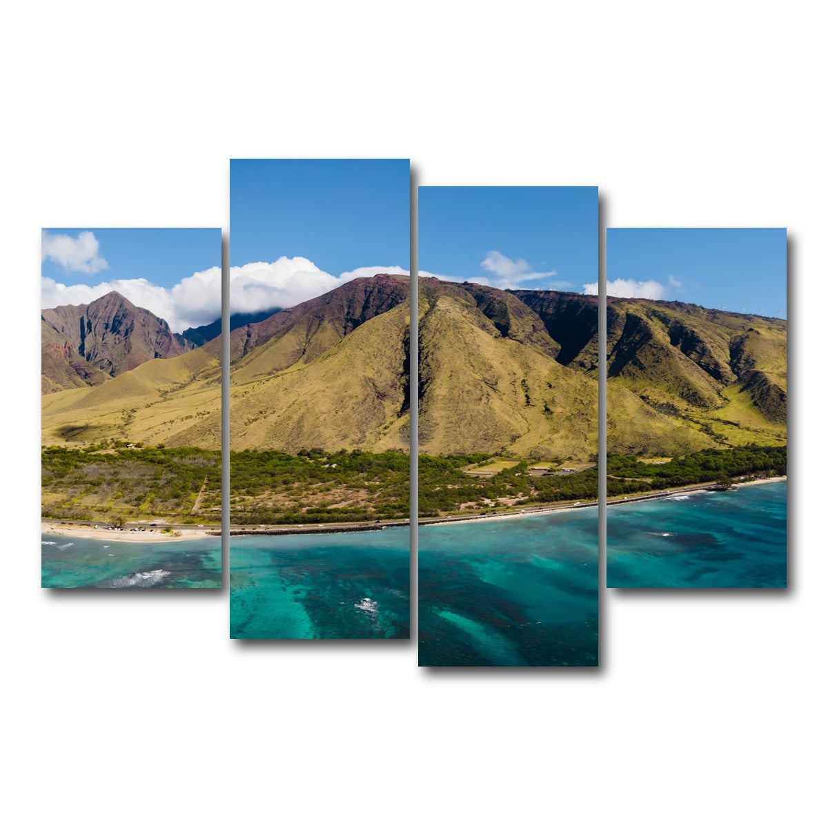 AUTO-MOCKUP WHITE | West Maui Aerial | 4 Piece | Gallery Wrap Canvas | group=4_short