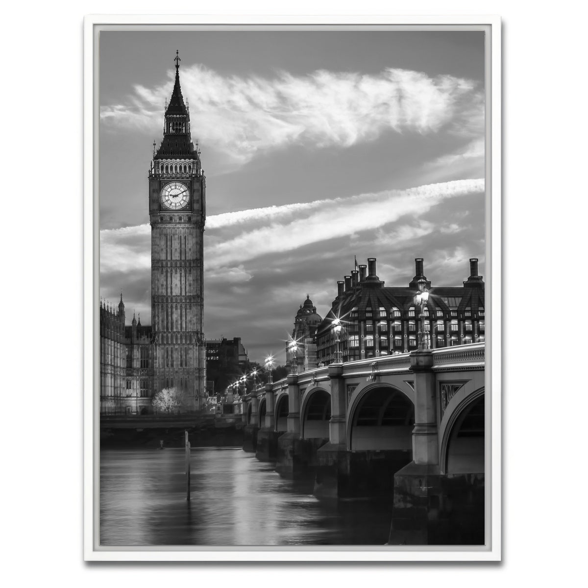 AUTO-MOCKUP WHITE | Westminster Bridge - Evening | 1 Piece | White Framed Canvas | group=3x4