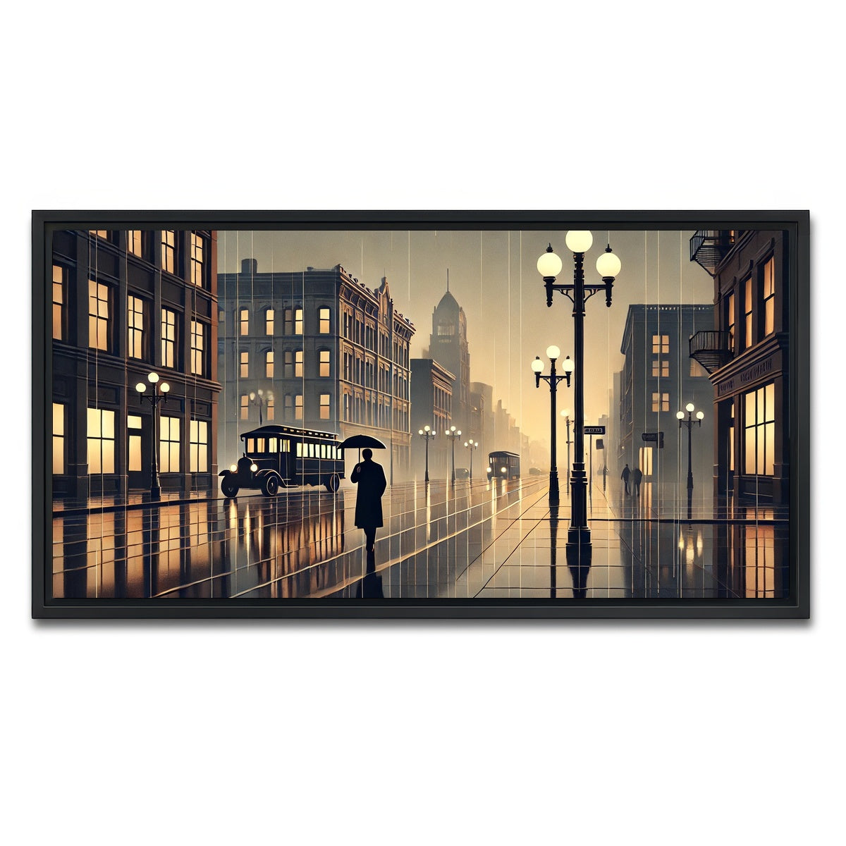 AUTO-MOCKUP WHITE | Wet Streets | 1 Piece | Black Framed Canvas | group=2x1