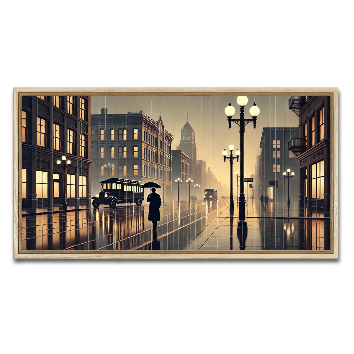 AUTO-MOCKUP WHITE | Wet Streets | 1 Piece | Natural Framed Canvas | group=2x1