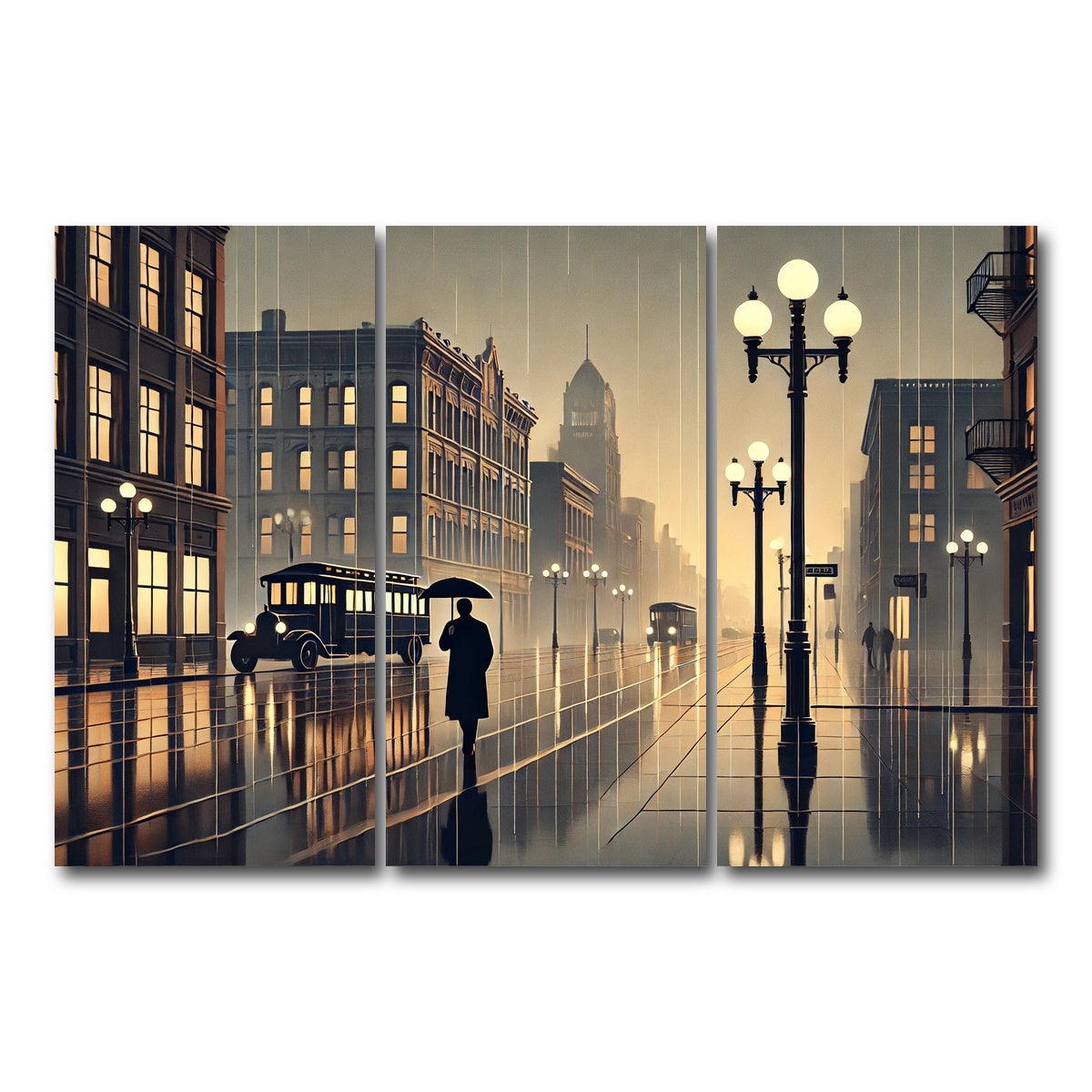 AUTO-MOCKUP WHITE | Wet Streets | 3 Piece | Gallery Wrap Canvas | group=12x24