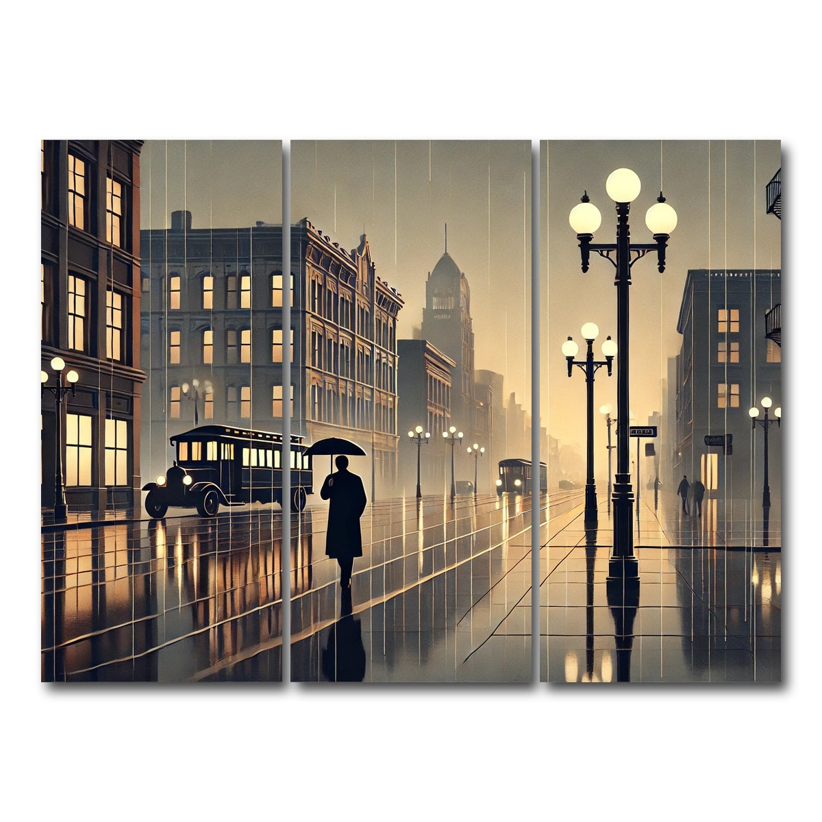 AUTO-MOCKUP WHITE | Wet Streets | 3 Piece | Gallery Wrap Canvas | group=8x18