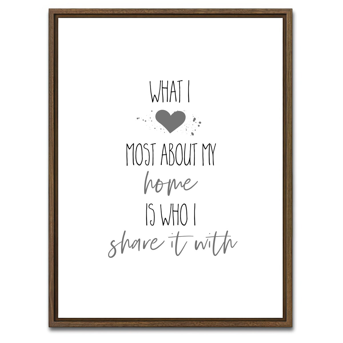 AUTO-MOCKUP WHITE | What I love most about my home | 1 Piece | Walnut Framed Canvas | group=3x4