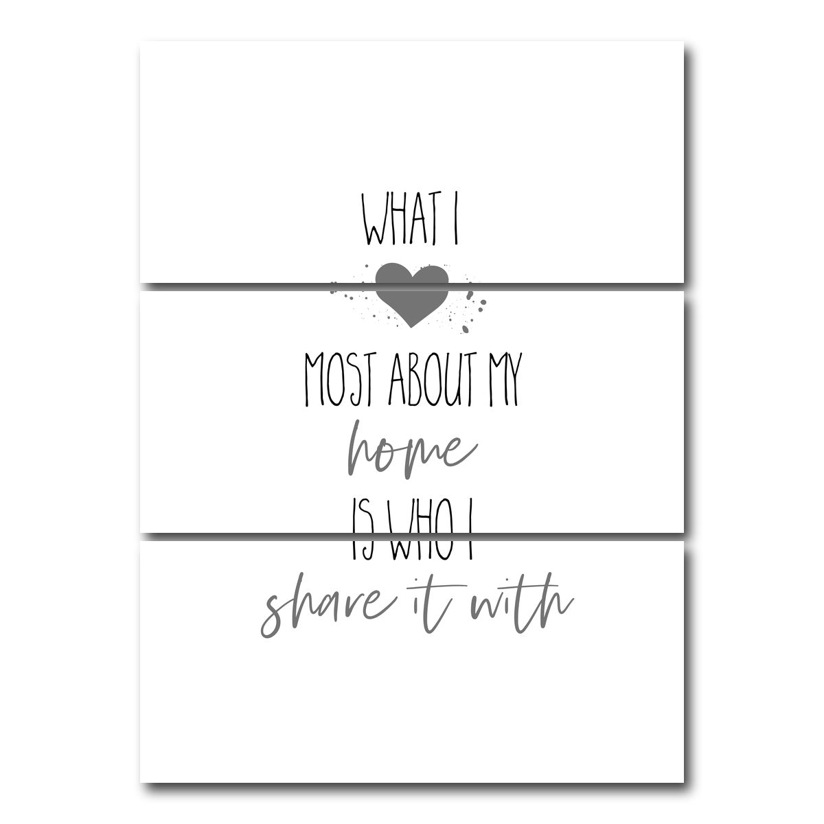 AUTO-MOCKUP WHITE | What I love most about my home | 3 Piece | Gallery Wrap Canvas | group=8x18_stacked
