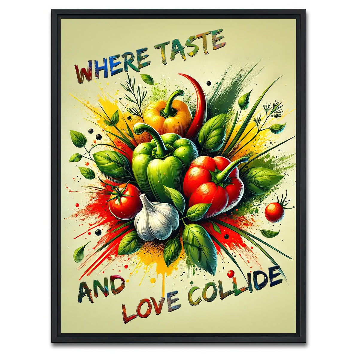 AUTO-MOCKUP WHITE | Where taste and love collide | 1 Piece | Black Framed Canvas | group=3x4