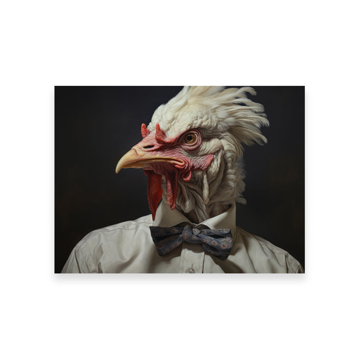 White Rooster Man Wall Art