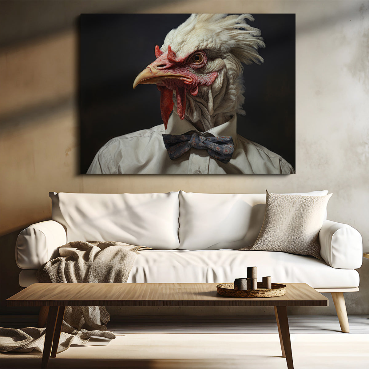 White Rooster Man Wall Art