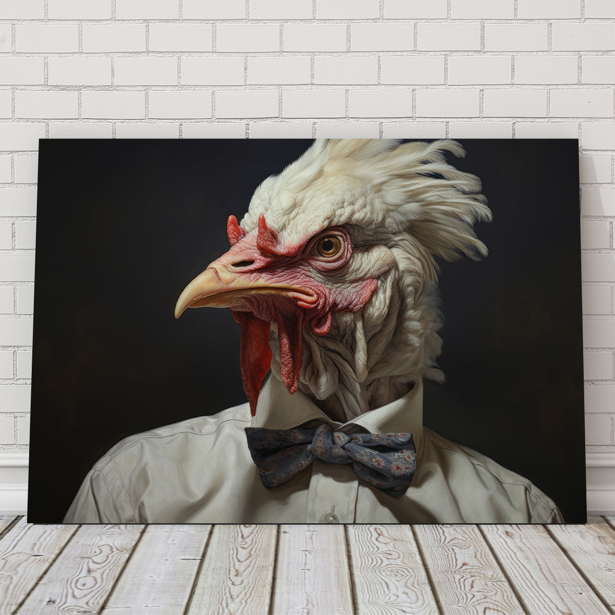 White Rooster Man Wall Art