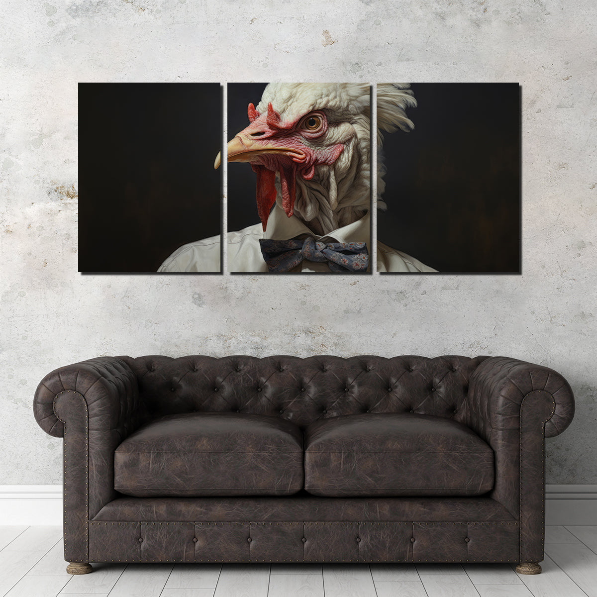 White Rooster Man Wall Art
