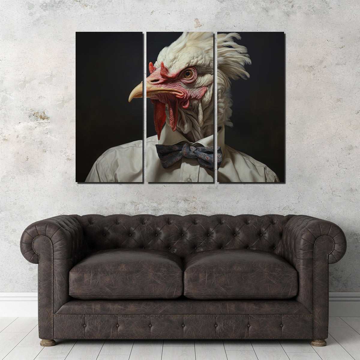 White Rooster Man Wall Art