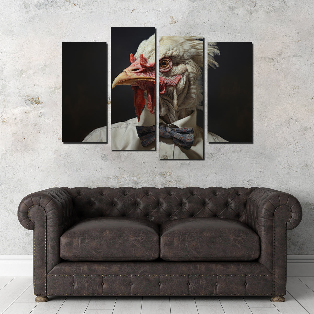 White Rooster Man Wall Art