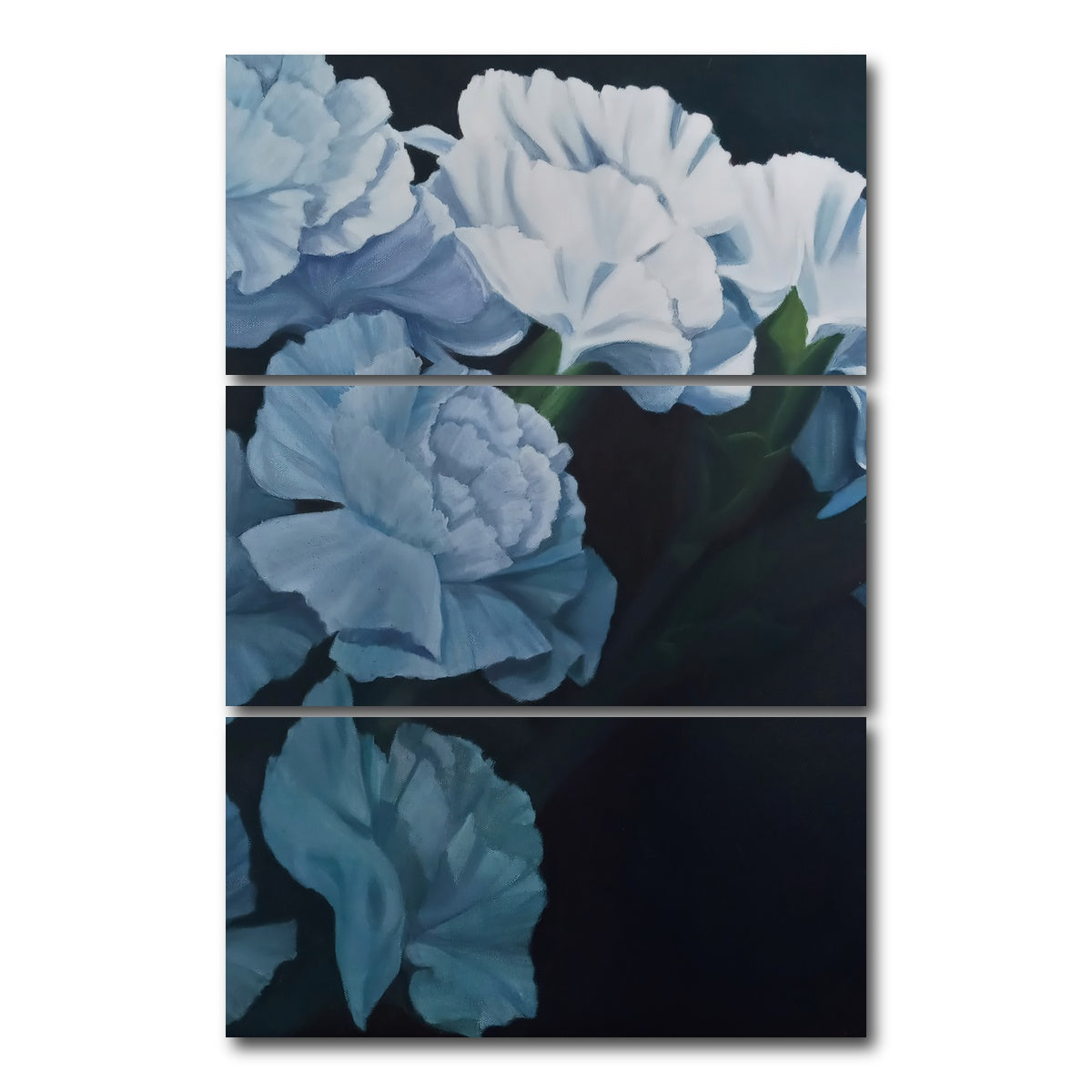 AUTO-MOCKUP WHITE | White Carnations | 3 Piece | Gallery Wrap Canvas | group=12x24_stacked