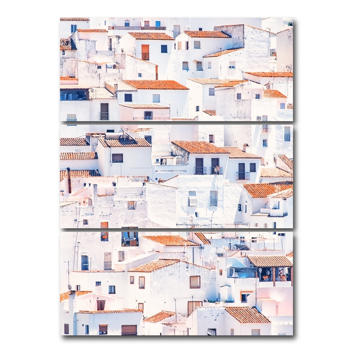 AUTO-MOCKUP WHITE | White Houses | 3 Piece | Gallery Wrap Canvas | group=8x18_stacked