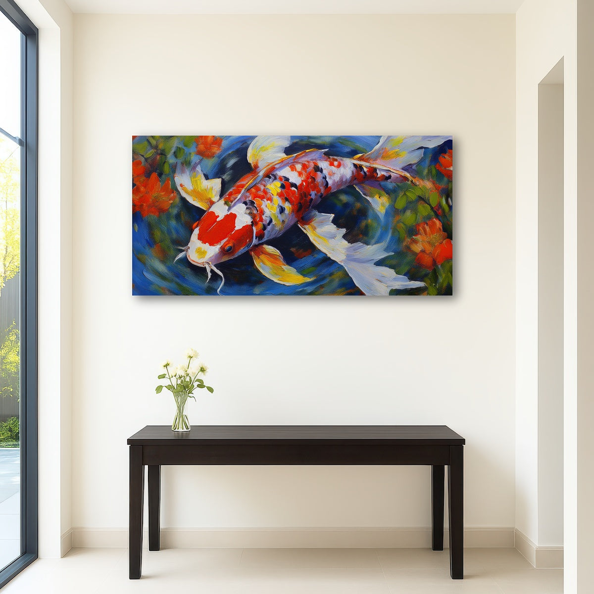 AUTO-MOCKUP ROOM | White Koi Fish Painting