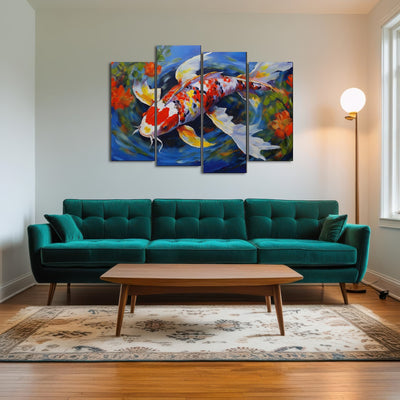 AUTO-MOCKUP ROOM | White Koi Fish Painting