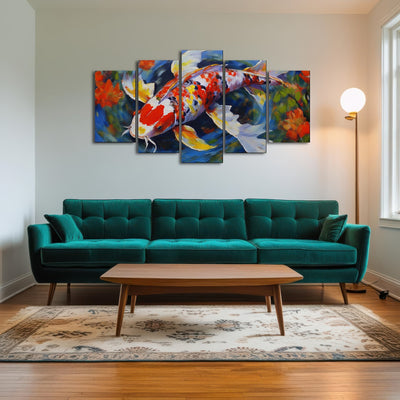 AUTO-MOCKUP ROOM | White Koi Fish Painting