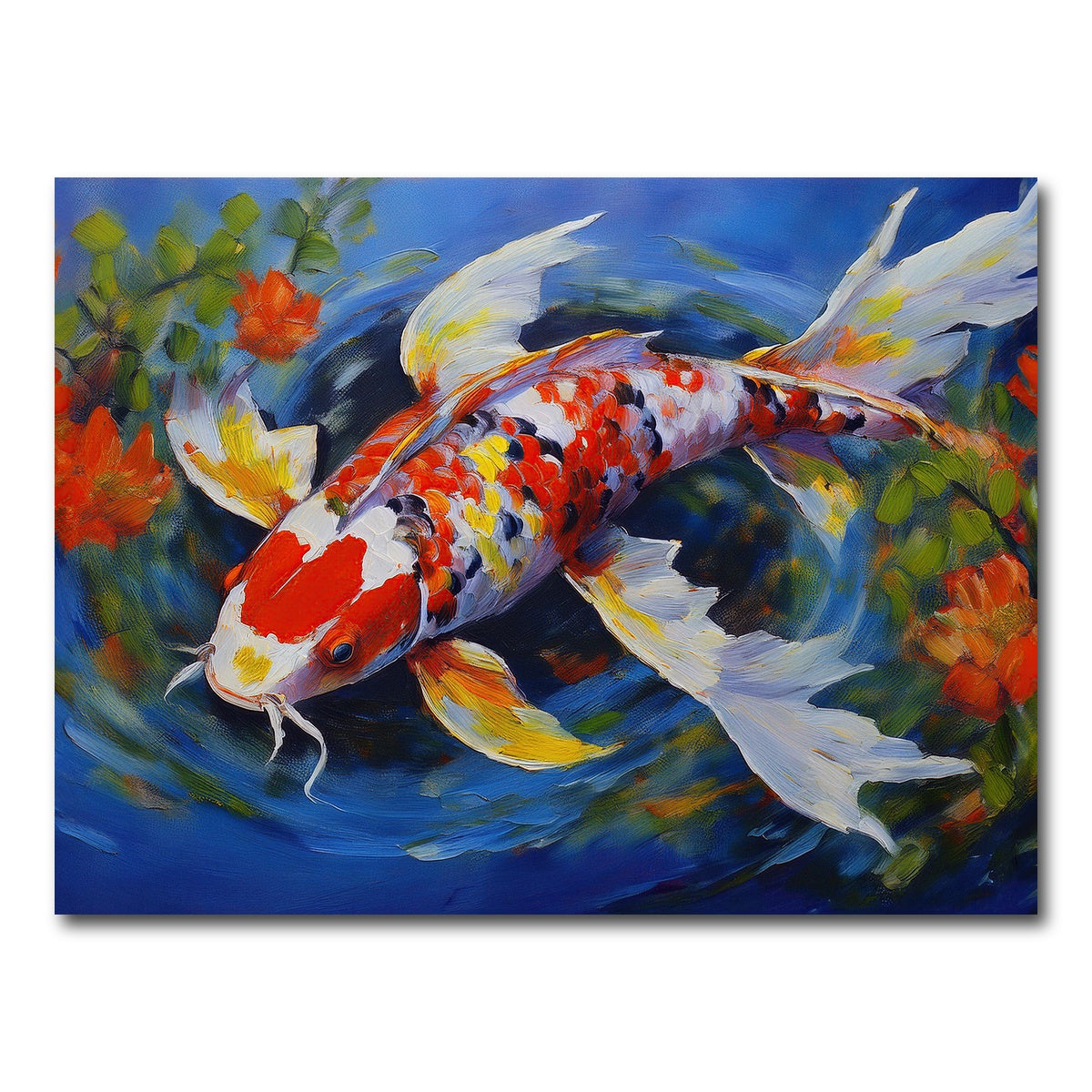 AUTO-MOCKUP WHITE | White Koi Fish Painting | 1 Piece | Gallery Wrap Canvas | group=4x3