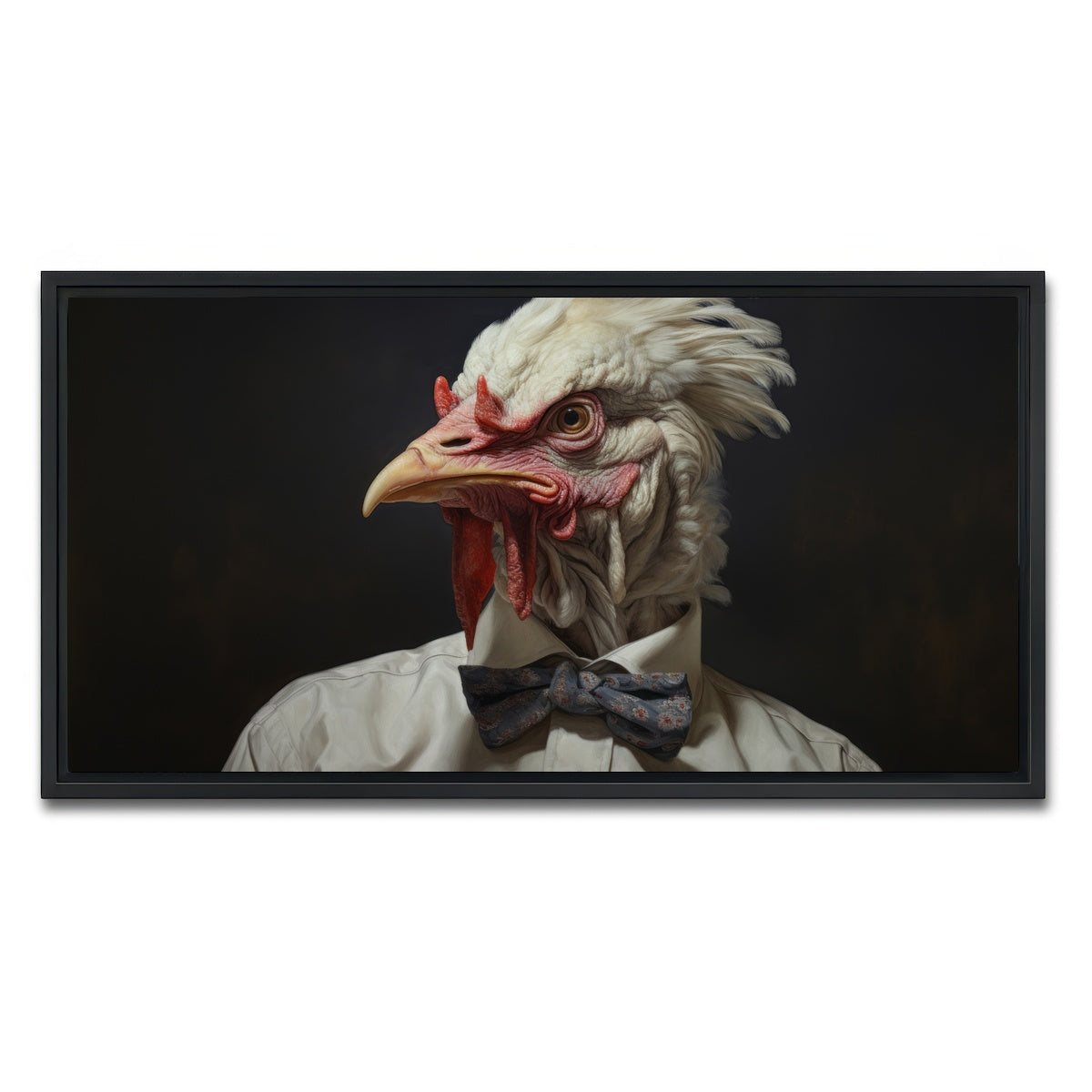 AUTO-MOCKUP WHITE | White Rooster Man | 1 Piece | Black Framed Canvas | group=2x1