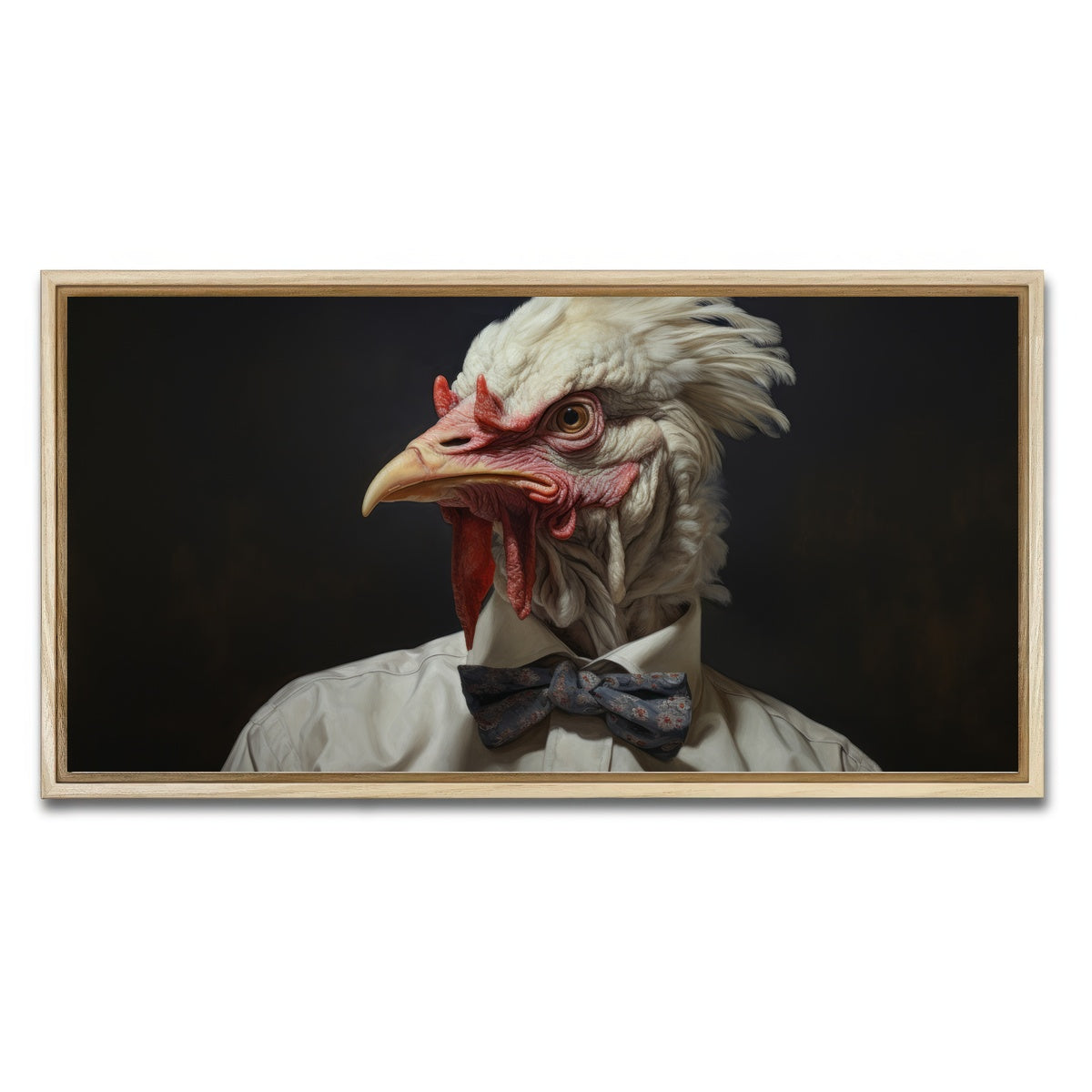 AUTO-MOCKUP WHITE | White Rooster Man | 1 Piece | Natural Framed Canvas | group=2x1