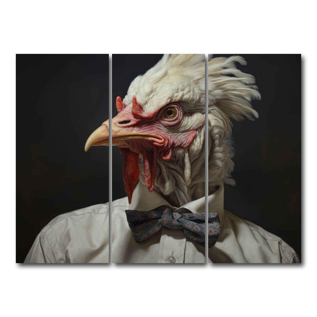 AUTO-MOCKUP WHITE | White Rooster Man | 3 Piece | Gallery Wrap Canvas | group=8x18