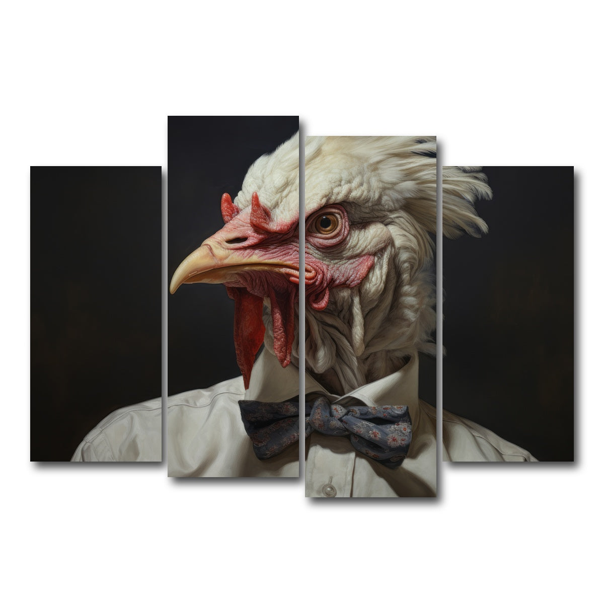 AUTO-MOCKUP WHITE | White Rooster Man | 4 Piece | Gallery Wrap Canvas | group=4_normal