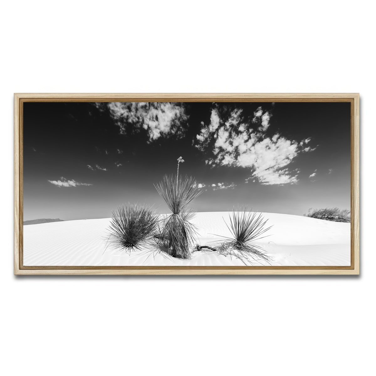 AUTO-MOCKUP WHITE | White Sands Impression  Monochrome | 1 Piece | Natural Framed Canvas | group=2x1