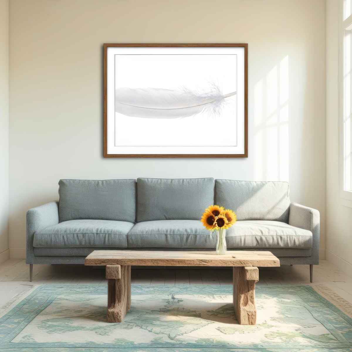 AUTO-MOCKUP ROOM | White Swan Feather Wall Art