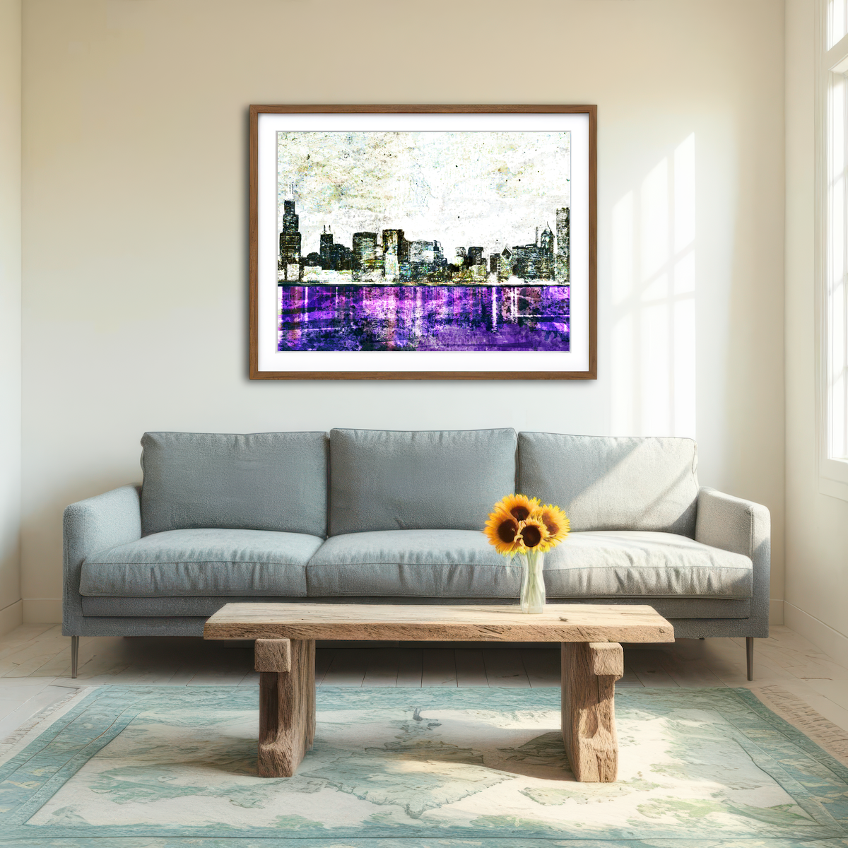 AUTO-MOCKUP ROOM | Whiteout Chicago Skyline Wall Art