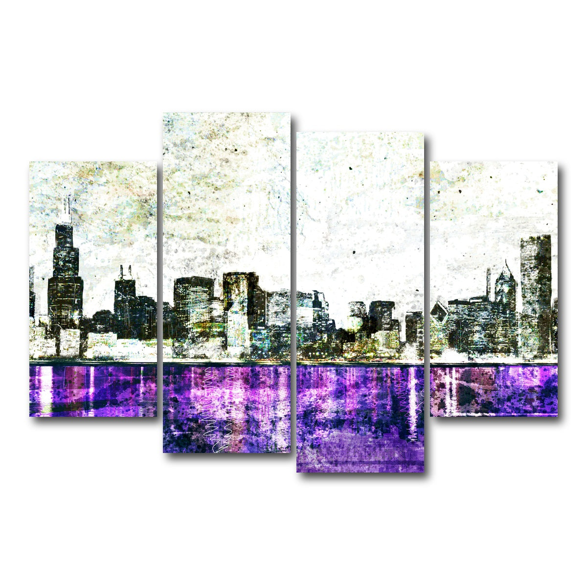 AUTO-MOCKUP WHITE | Whiteout chicago skyline | 4 Piece | Gallery Wrap Canvas | group=4_short