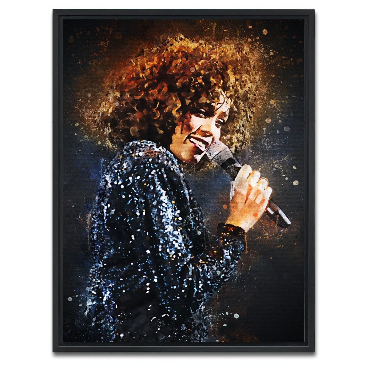 AUTO-MOCKUP WHITE | Whitney Houston Painting | 1 Piece | Black Framed Canvas | group=3x4