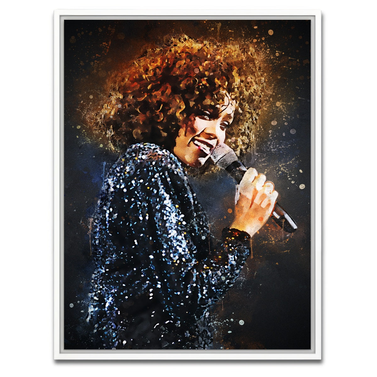 AUTO-MOCKUP WHITE | Whitney Houston Painting | 1 Piece | White Framed Canvas | group=3x4