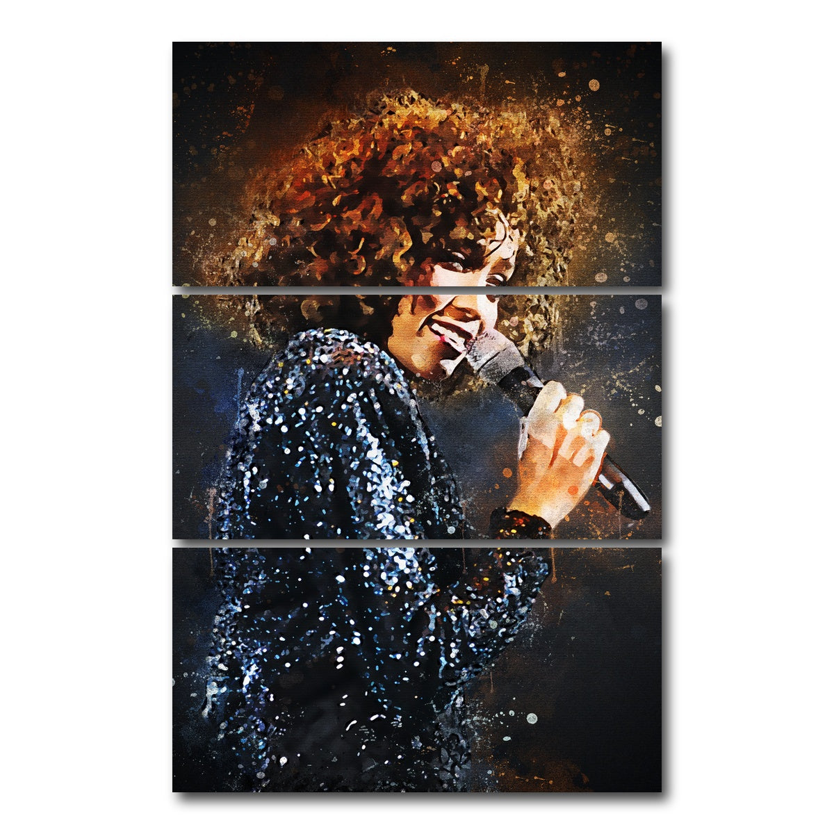 AUTO-MOCKUP WHITE | Whitney Houston Painting | 3 Piece | Gallery Wrap Canvas | group=12x24_stacked