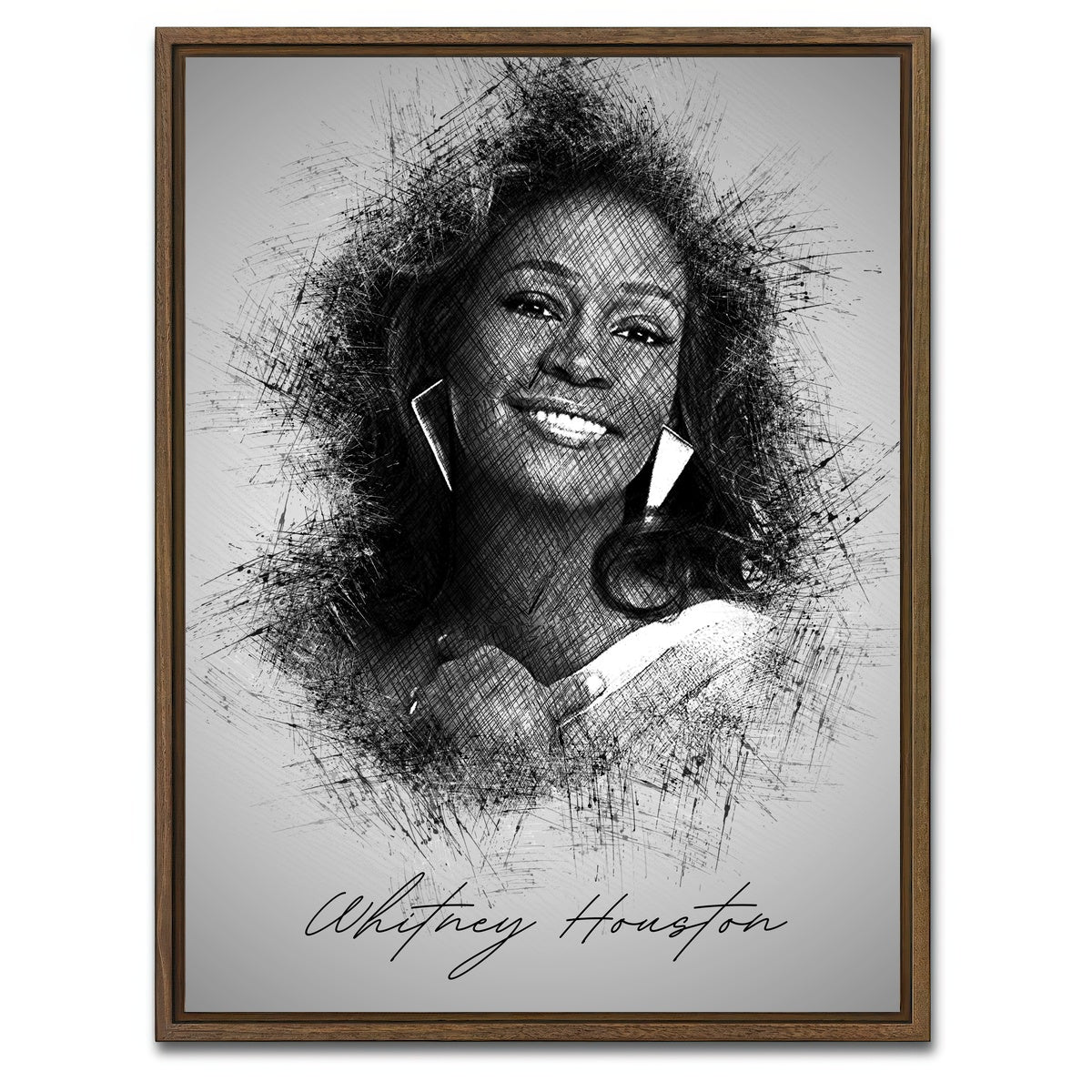 AUTO-MOCKUP WHITE | Whitney Houston | 1 Piece | Walnut Framed Canvas | group=3x4