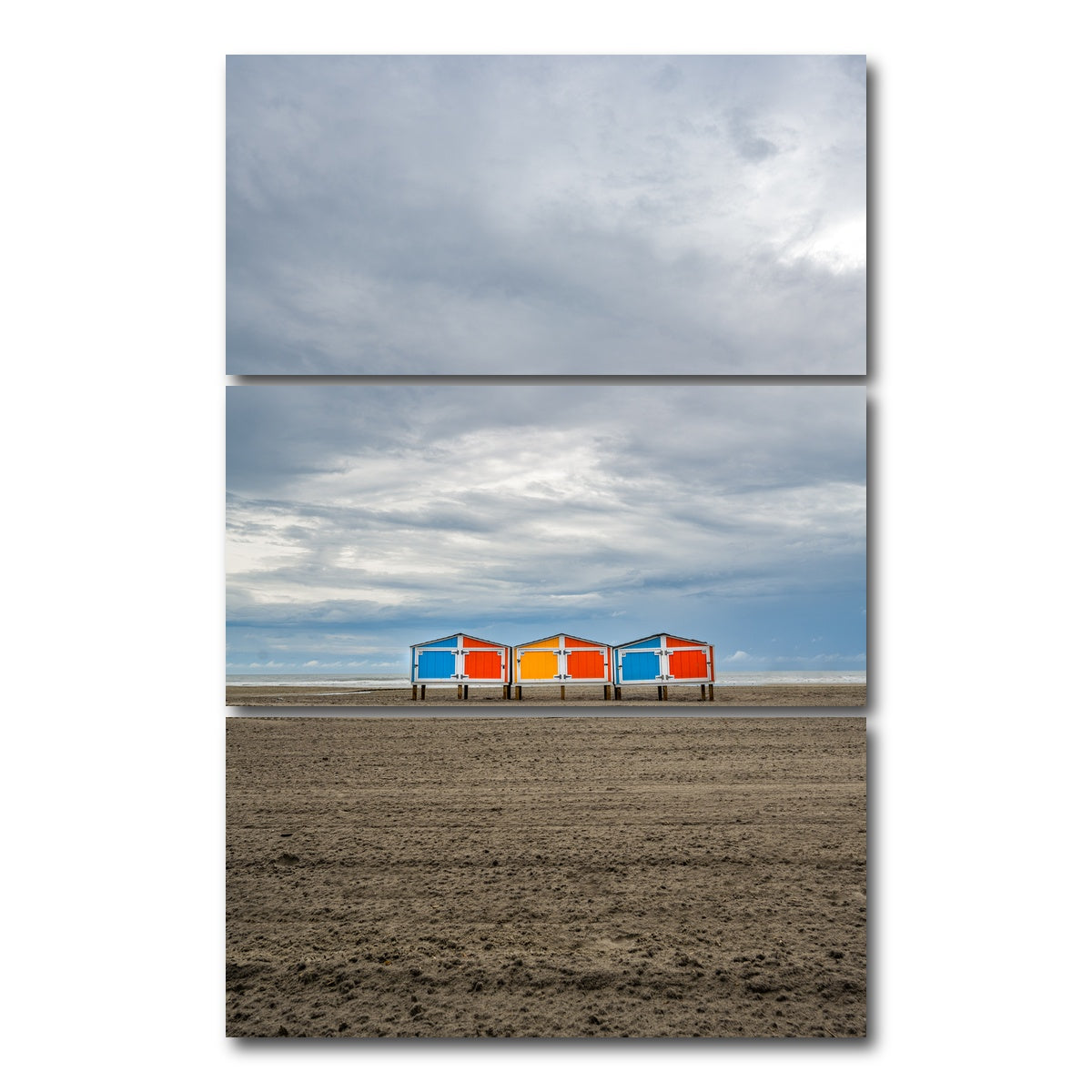 AUTO-MOCKUP WHITE | Wild Beach Huts | 3 Piece | Gallery Wrap Canvas | group=12x24_stacked
