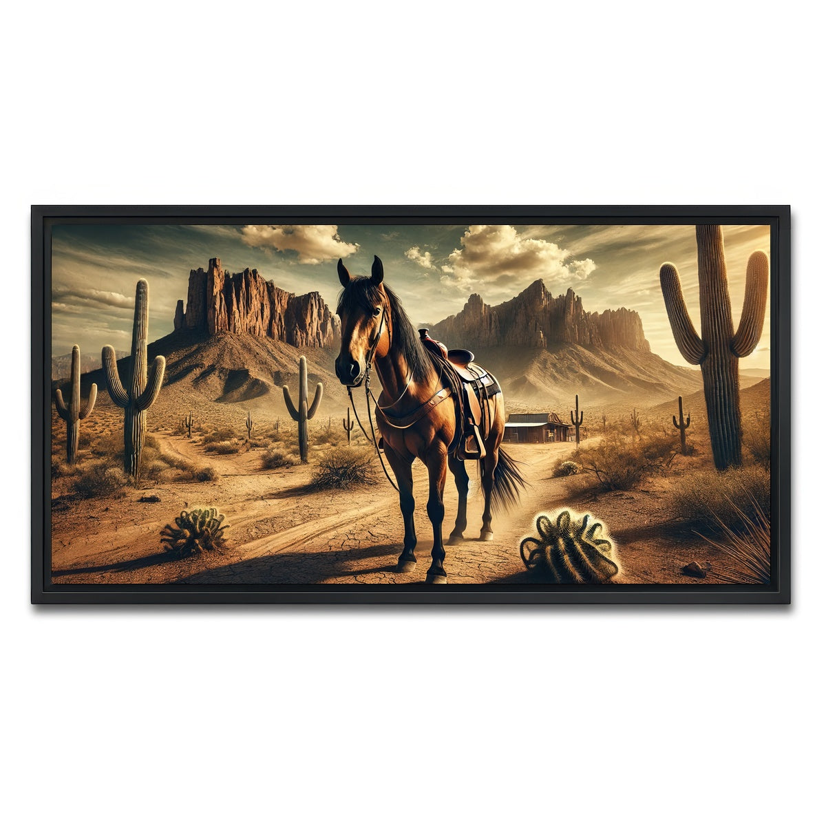 AUTO-MOCKUP WHITE | Wild West Quarter Horse | 1 Piece | Black Framed Canvas | group=2x1