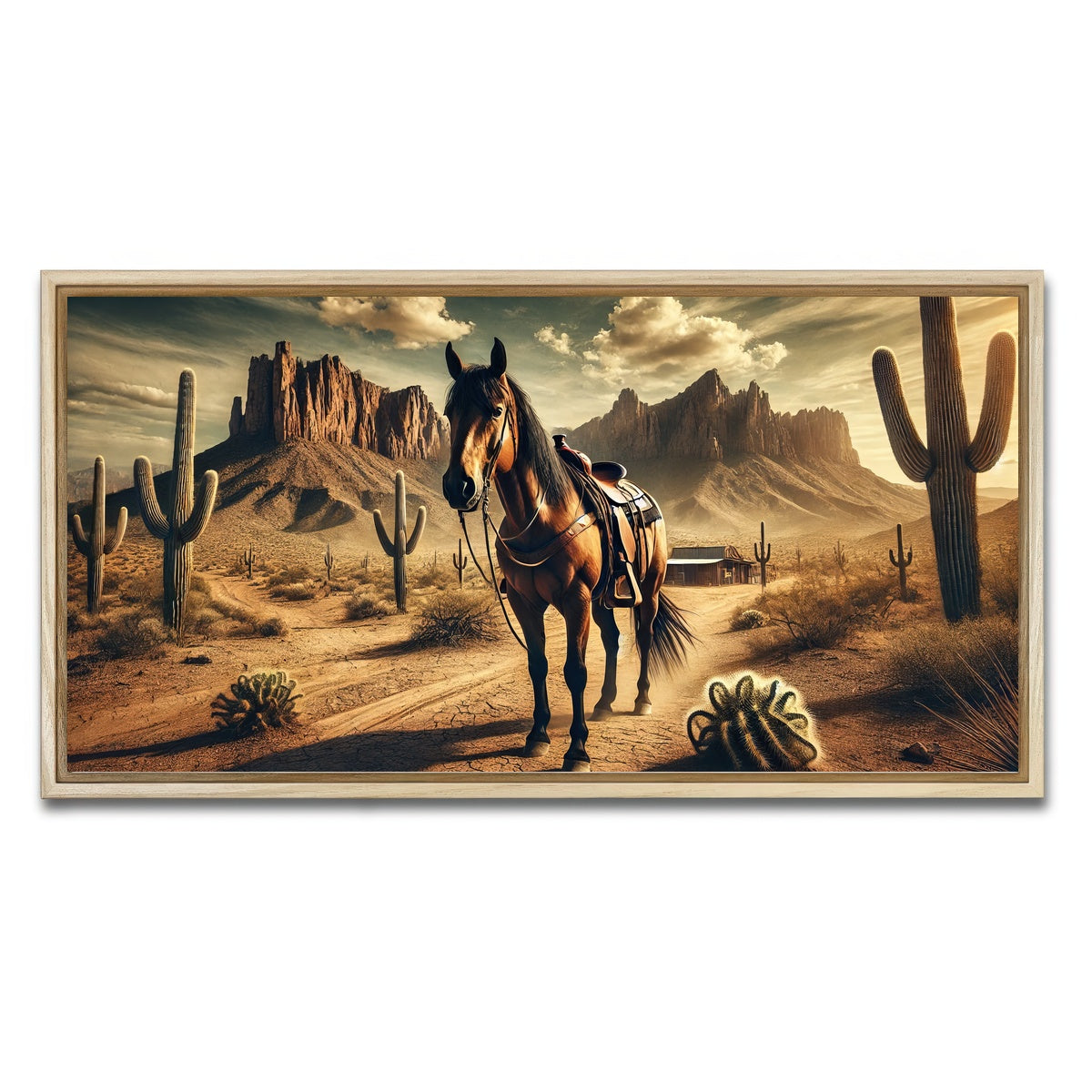 AUTO-MOCKUP WHITE | Wild West Quarter Horse | 1 Piece | Natural Framed Canvas | group=2x1