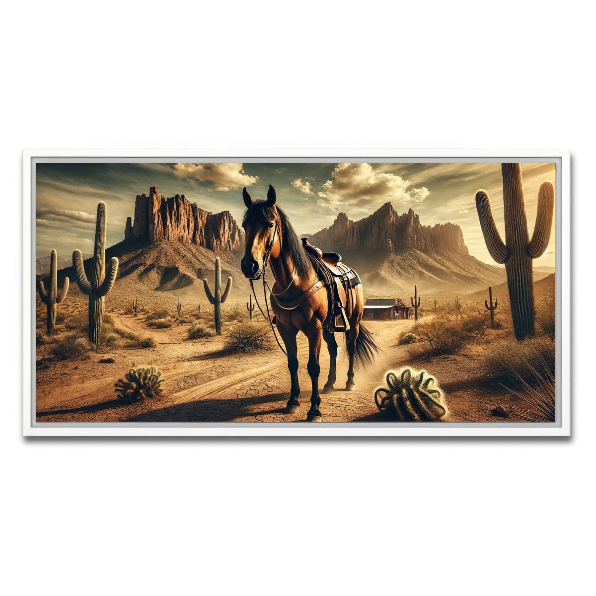 AUTO-MOCKUP WHITE | Wild West Quarter Horse | 1 Piece | White Framed Canvas | group=2x1