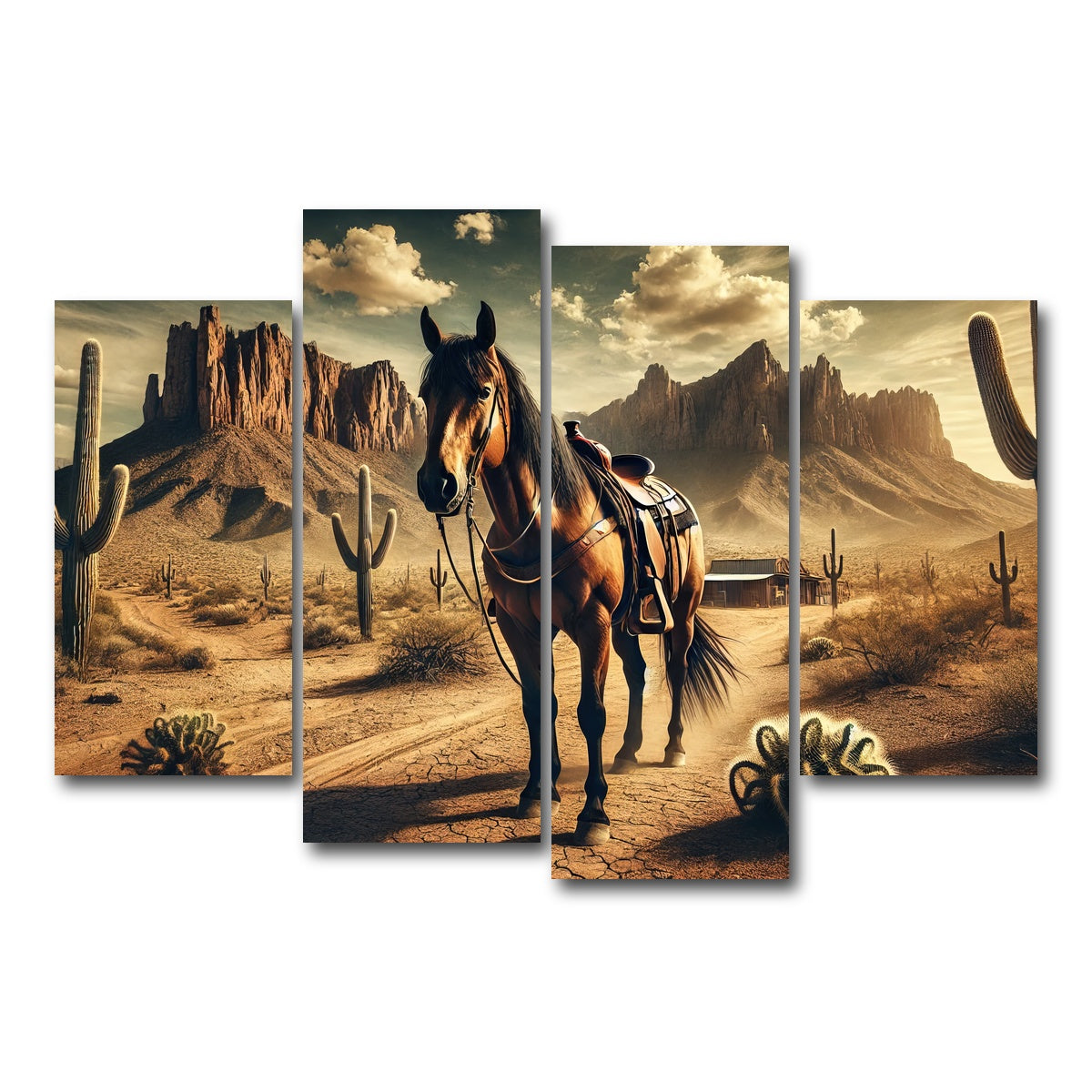 AUTO-MOCKUP WHITE | Wild West Quarter Horse | 4 Piece | Gallery Wrap Canvas | group=4_short