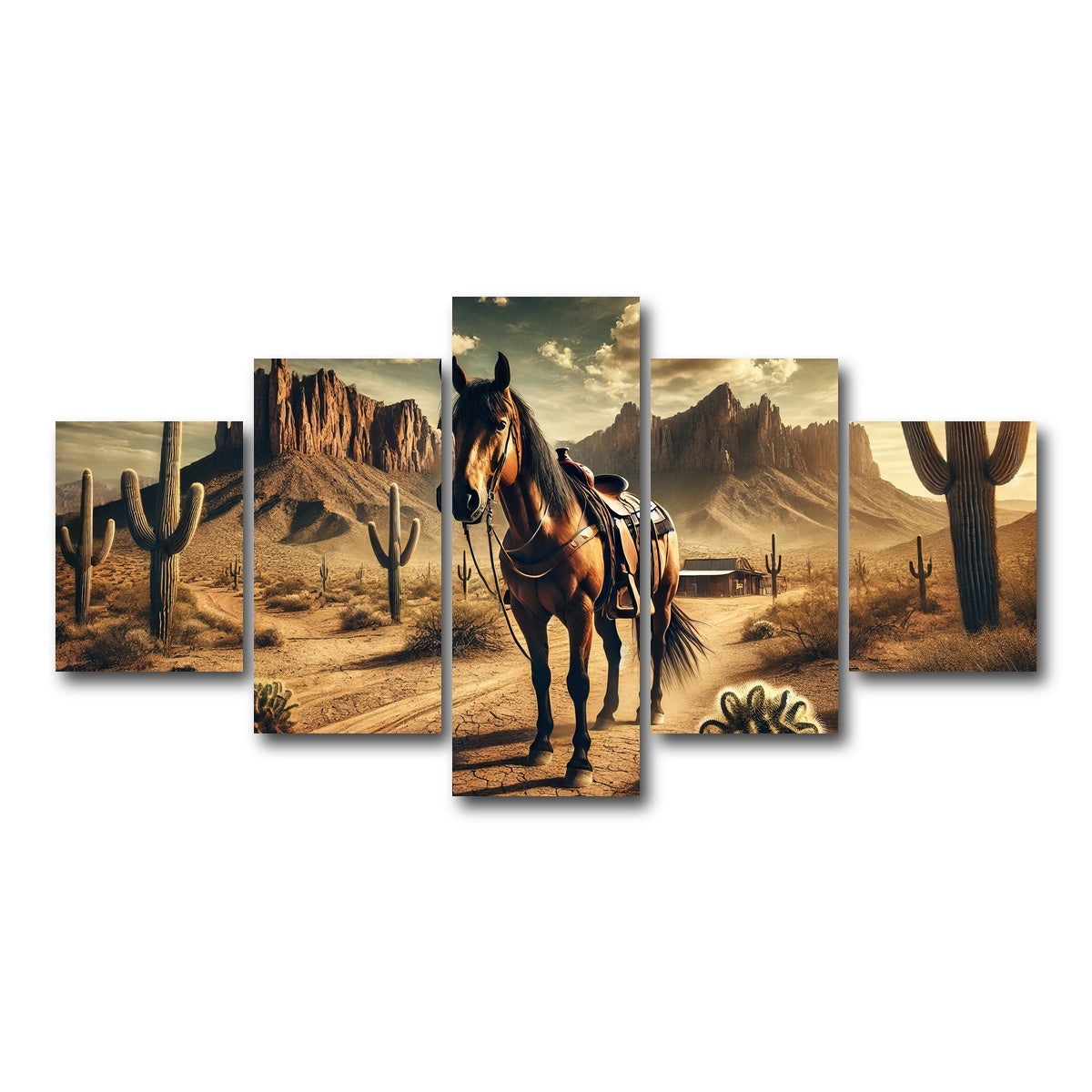 AUTO-MOCKUP WHITE | Wild West Quarter Horse | 5 Piece | Gallery Wrap Canvas | group=5_short