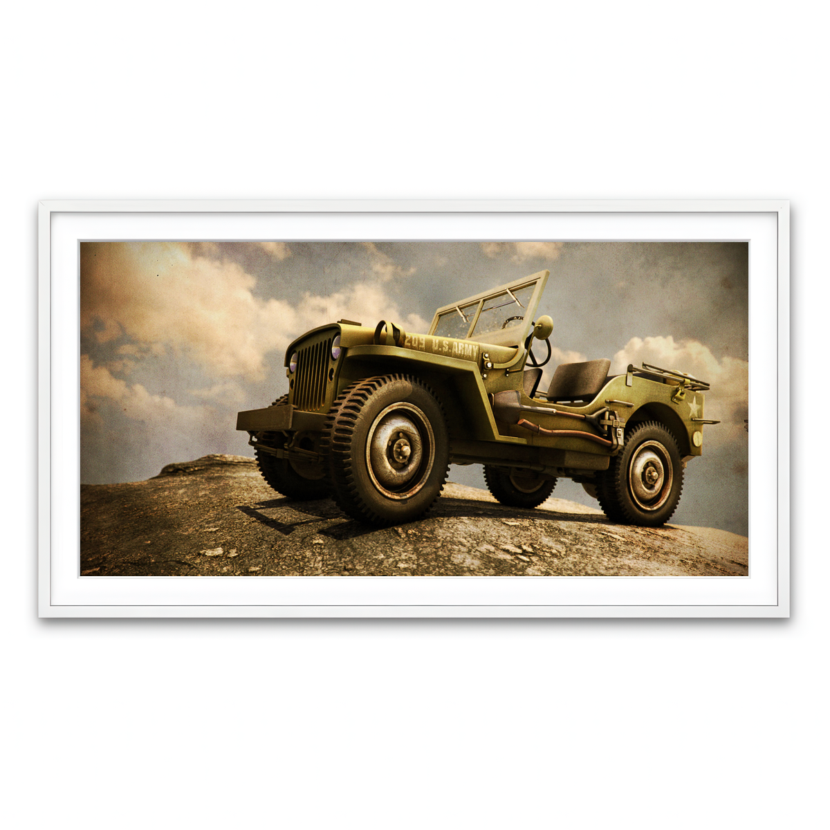 Framed Print 2x1 White