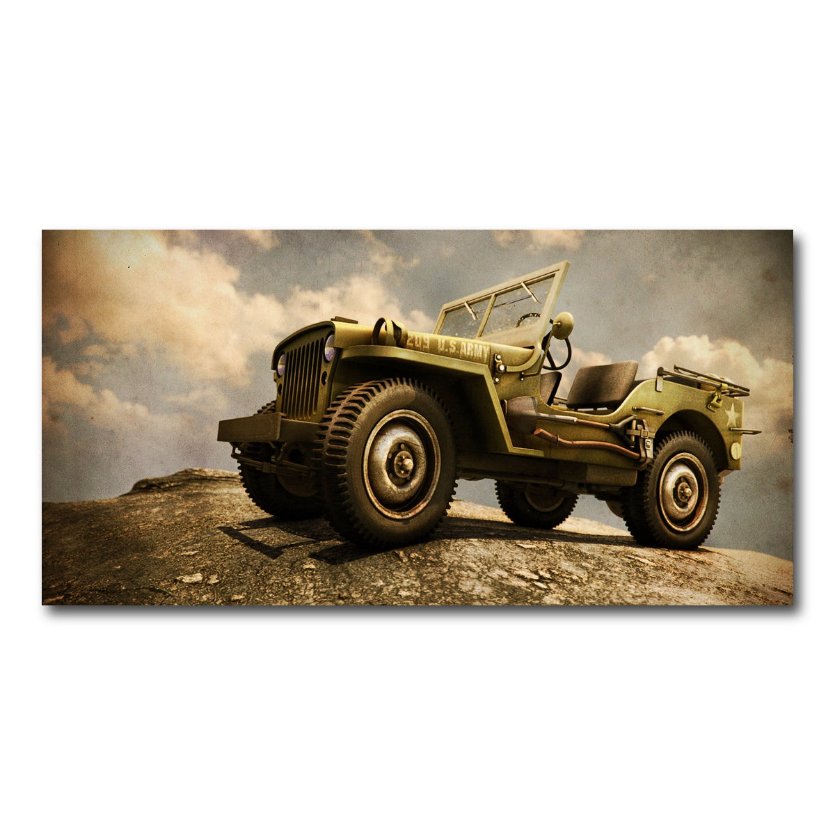 AUTO-MOCKUP WHITE | Willys Military Jeep | 1 Piece | Gallery Wrap Canvas | group=2x1